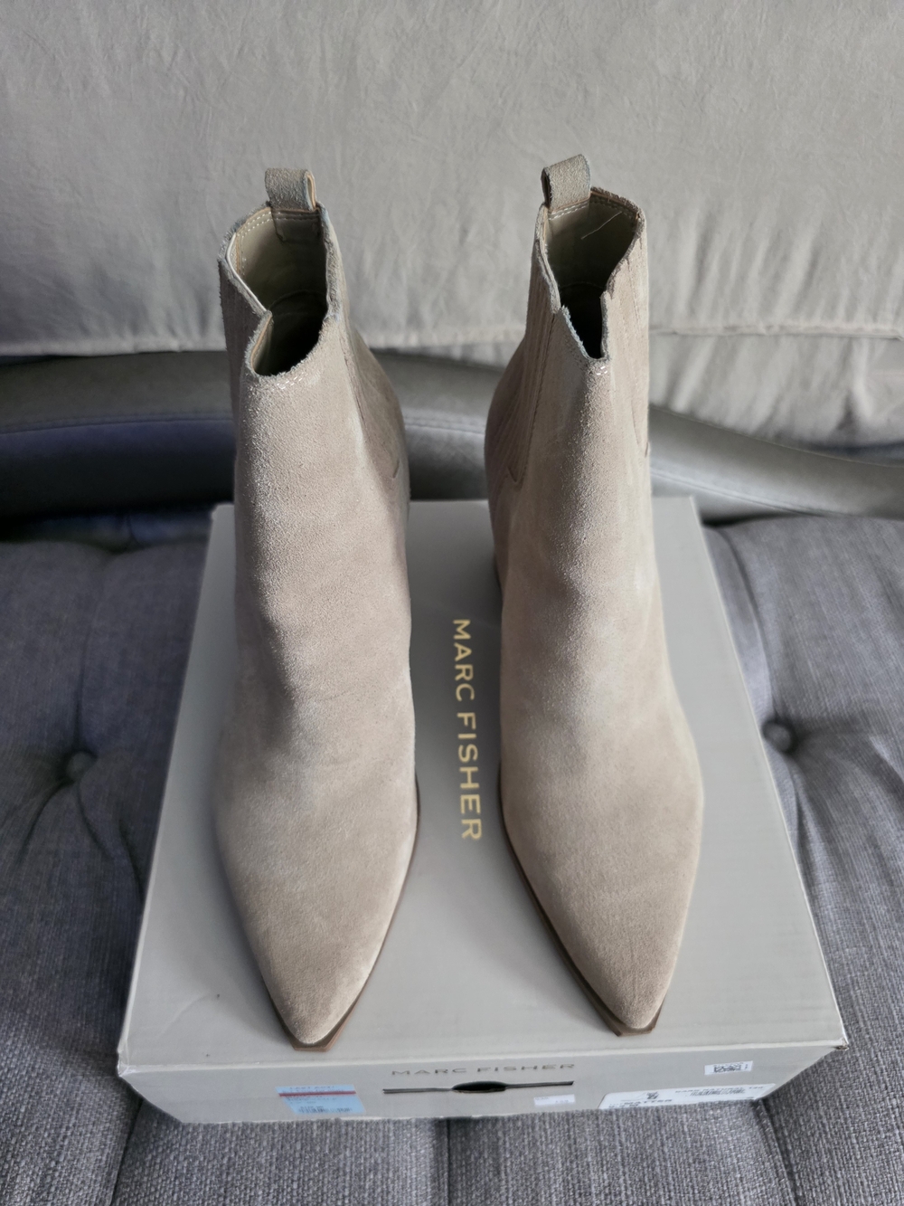 Marc Fisher Taupe Suede Pointed-Ankle Boots - Women's 9.5